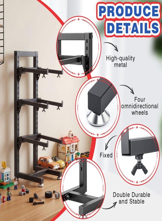 AceOrbit RC Car Stand Display Rack 8" x 9" x 24" Storage System for 1/10 1/12 1/18 1/24 1/32 Multiple Scale Cars/Trucks Stand Shelf Multi-Layer Workstation Rack(Black) - Image 4