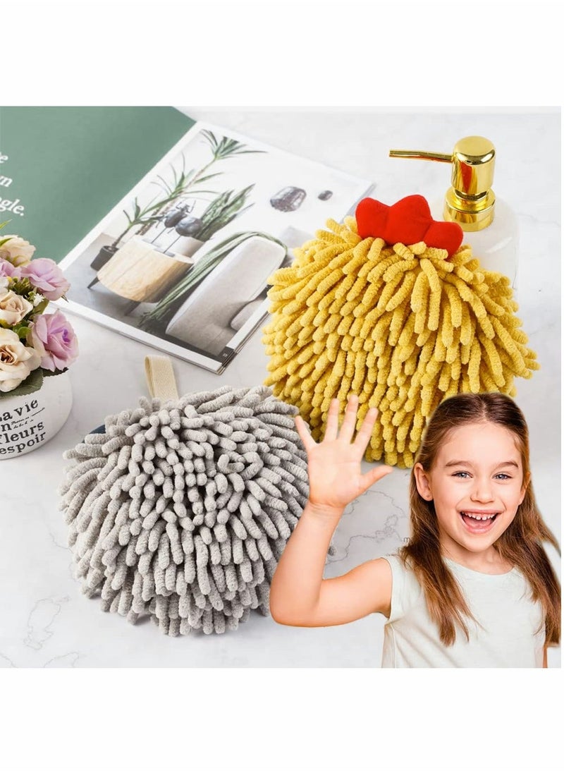 Y&D Chenille Cute Kids Hand Towels with Hanging Loop, Microfiber Plush Absorbent Toddler for Bathroom Kitchen(4Pack)  - Image 2
