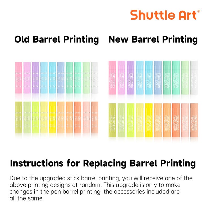 Shuttle Art Tempera Paint Sticks, 20 Pastel Colors, Solid Tempera Paint for Kids, Super Quick Drying, Works Great on Paper Wood Glass Ceramic Canvas - Image 2