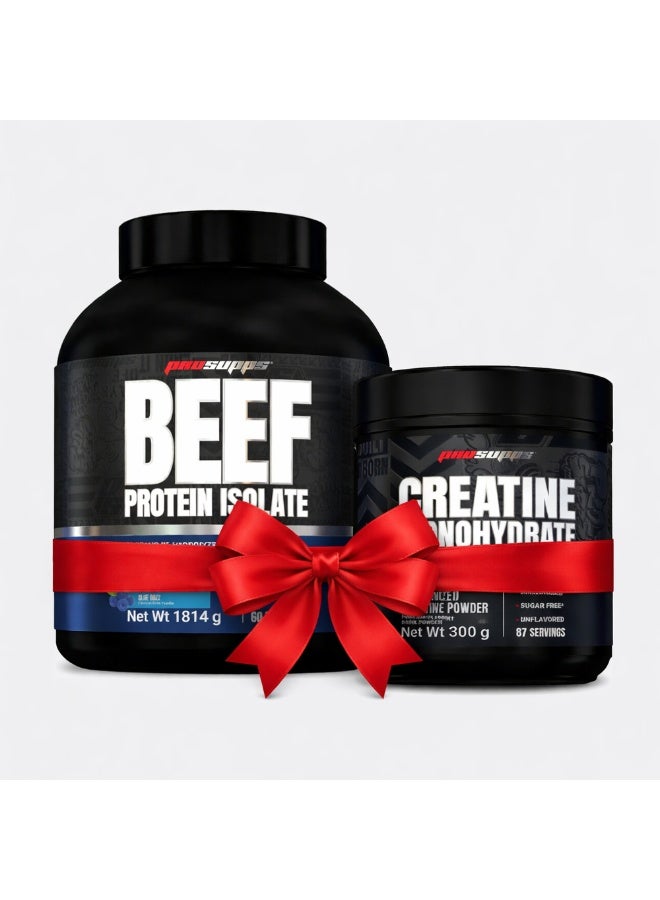 Prosupps Beef Protein Isolate 4lb Blue Razz + Prosupps Creatine Monohydrate Unflavored 300g - Image 1