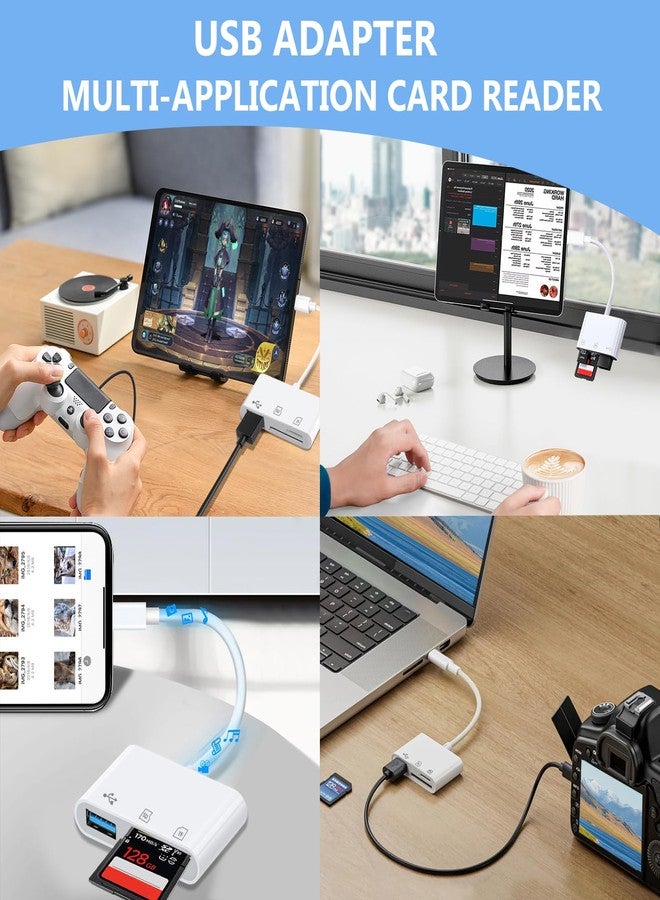 قارئ بطاقات SD بمنفذ USB-C لأجهزة iPhone، قارئ بطاقات ذاكرة 3 في 1 بفتحتين مع محول كاميرا USB، محول كاميرا رقمية لأجهزة iPhone 15/16 و iPad و Mac و MacBook Pro/Air و Android والكمبيوتر المحمول - Image 5