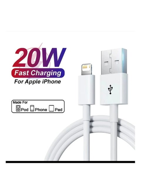iPhone Charging Cable and High Speed ​​Data Transfer Cable USB to Lightning 1 Meter Fast Compatible with iPhone 11/12/13/14 iPad iPod and Mini 20W