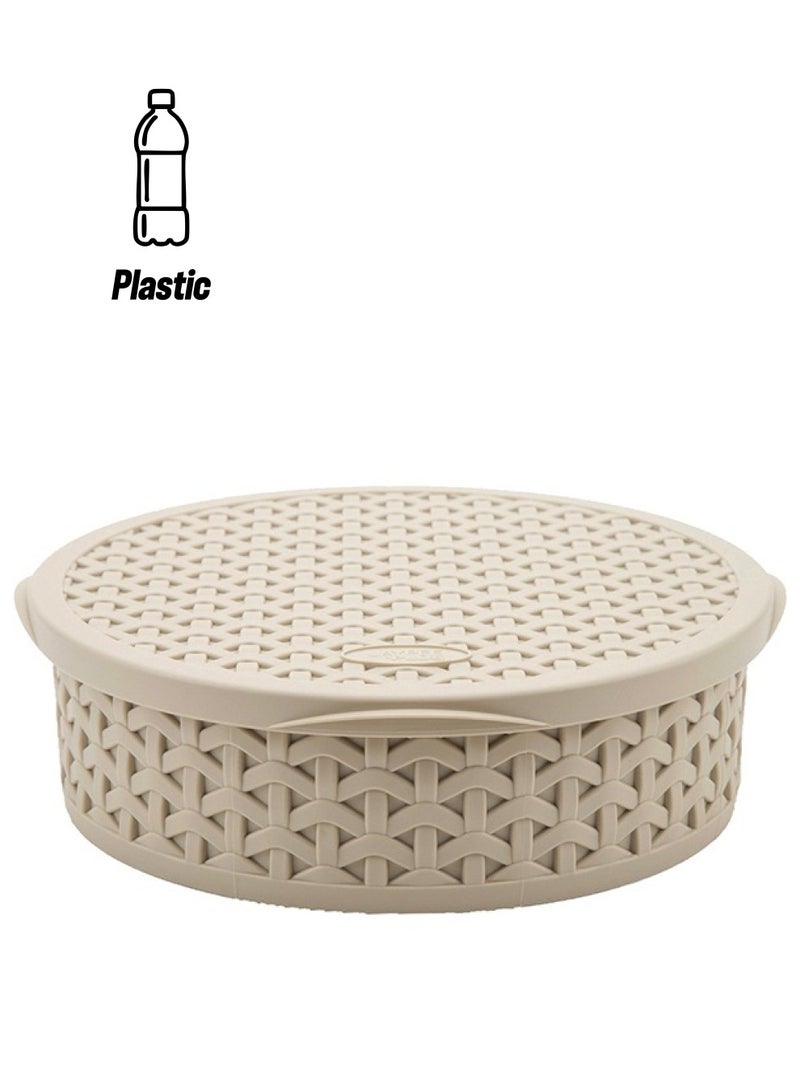 Jaypee Round Plastic Food Storage Container 8"-1280ml, Biege - Image 1