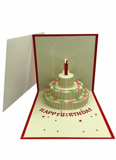 Excefore 3D Pop-Up Birthday Cards Gift Greeting Creative 3D Handmade Hollow Cake Card with Envelope Red LED Light Music Laser Cut Happy Birthday Card Postcards Best Gift for Family Friends  - Image 1