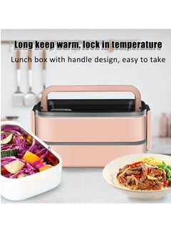 Adando Adando Stainless Steel Lunch Box -1400ml Double Layer Microwave-Safe Bento Containers - 304 Bento box Insulated Leakproof - Insulated Lunch Box Ideal for Adults Office Students School- with Thermal Bag & Cutlery  - Image 4
