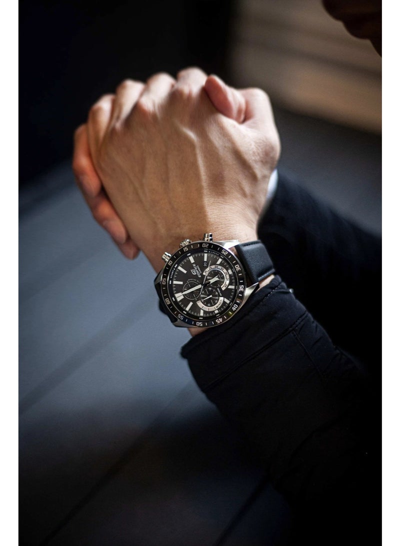 كاسيو ساعة كاسيو إدفيس EFV-620L-1AVUDF للرجال كرونوغراف بقرص أسود وسوار جلد أسود ومقاومة للماء حتى 100 متر - Image 5