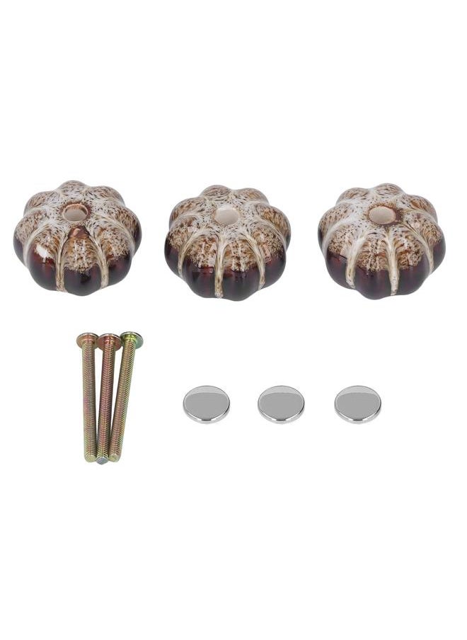 Thoraya 3 Pcs Classical Ceramic Pumpkin Door Pull Handle Knobs For Kitchen Cabinet Drawer Cupboard Silver  - Image 1