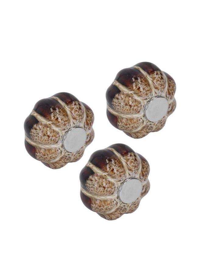 Thoraya 3 Pcs Classical Ceramic Pumpkin Door Pull Handle Knobs For Kitchen Cabinet Drawer Cupboard Silver  - Image 2