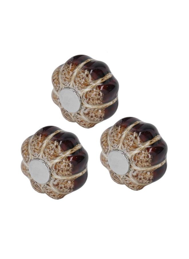 Thoraya 3 Pcs Classical Ceramic Pumpkin Door Pull Handle Knobs For Kitchen Cabinet Drawer Cupboard Silver  - Image 3
