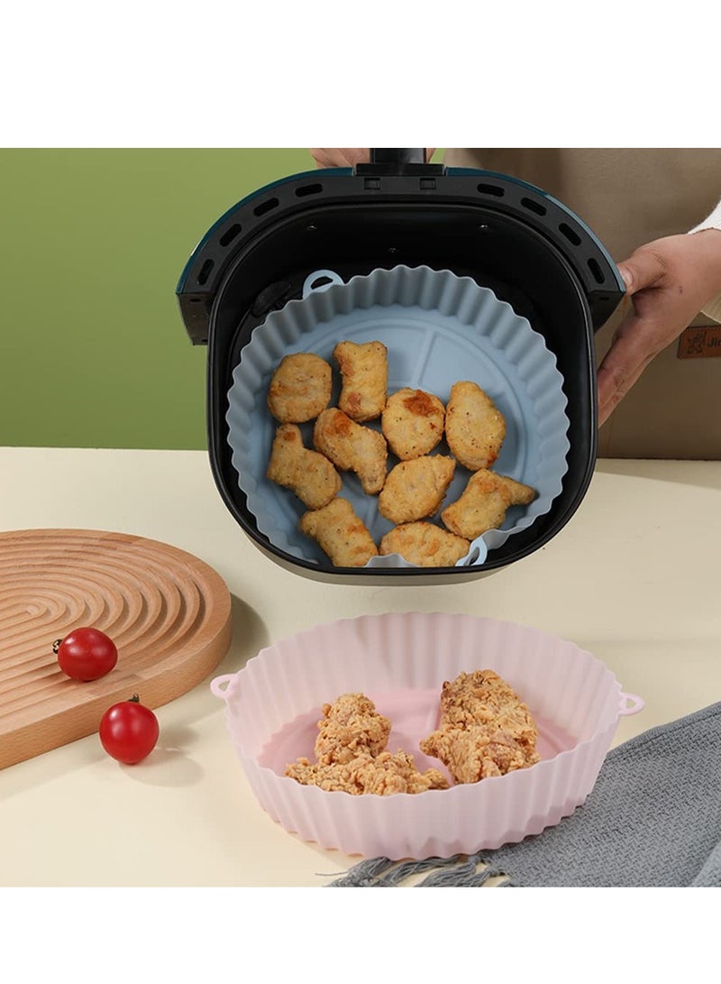 SYOSI Air Silicone Fryer, 2 Pack Reusable Air Fryer, Food Grade Silicone Material for 6.3" Air Fryer Pans, NonStick, Oil Resistant, Food Grade Paper Lined Bake Microwave (Blue, Green)  - Image 3
