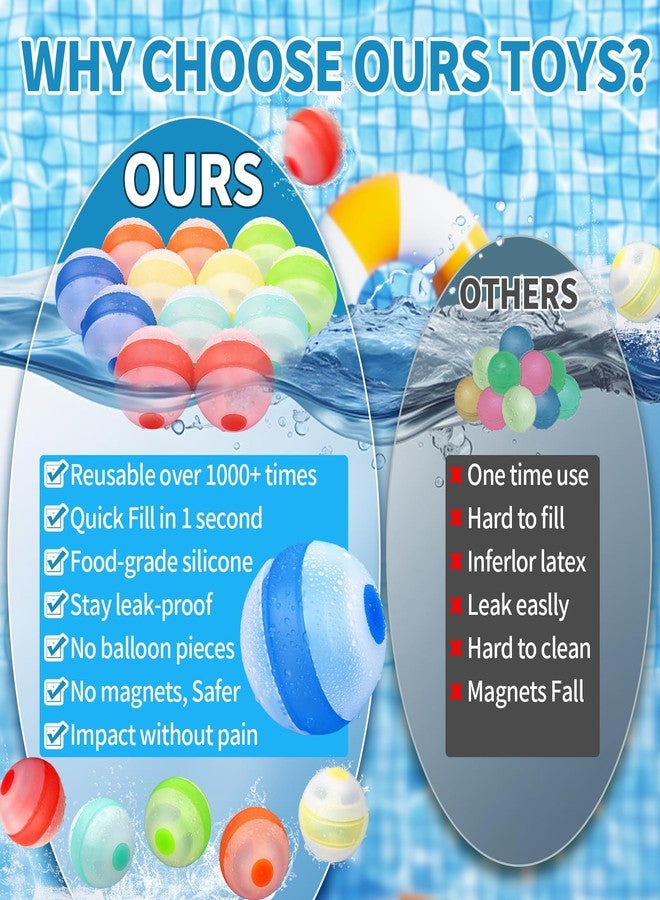 VIL Reusable Water Bomb Balloons,Silicone Water Splash Ball with Mesh Bag,Dual-End Auto Quick-Sealing Pool Toy Water Balls, upgraded water toys for Kids/Adults Summer Water Games,Pool Party(12 pack) - Image 4