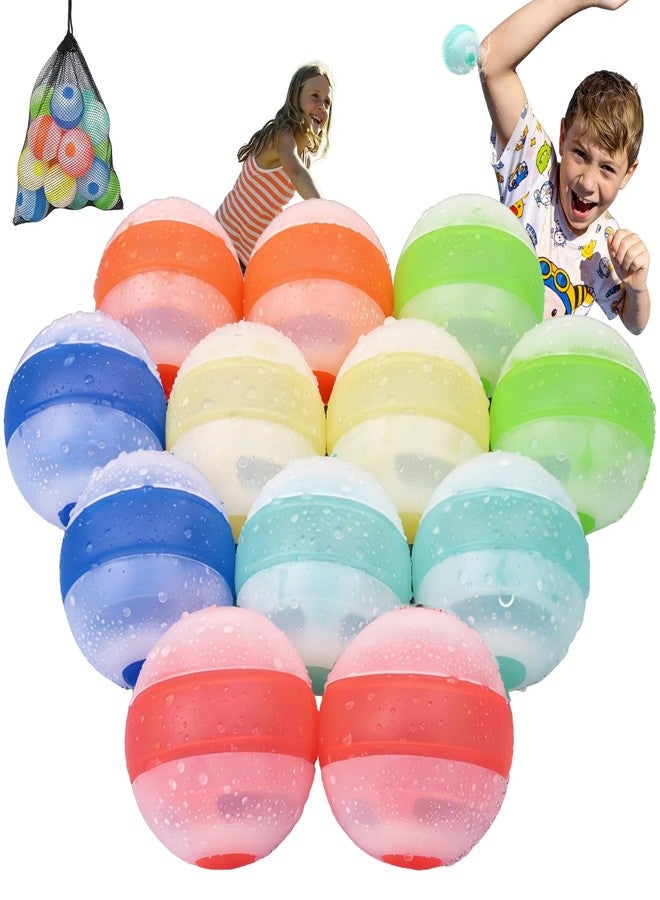 VIL Reusable Water Bomb Balloons,Silicone Water Splash Ball with Mesh Bag,Dual-End Auto Quick-Sealing Pool Toy Water Balls, upgraded water toys for Kids/Adults Summer Water Games,Pool Party(12 pack) - Image 1