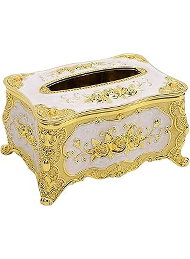 غطاء صندوق المناديل الفاخر بنقش فاخر من البلاستيك القوي المنظم للمنزل والفندق والمكتب والبار - Image 1