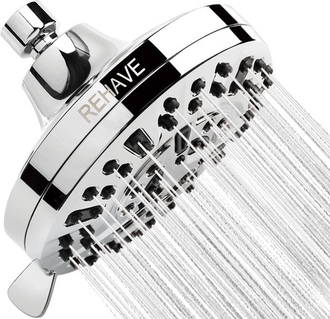 51INCH RAINFALL SHOWER HEAD WITH 63 JETS 8 SPRAY MODES CHROME FINISH BRASS ANGLEADJUSTABLE ANTICLOGGING SILICONE NOZZLES