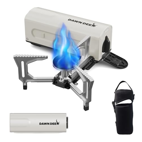 Dawn Deer Portable Cassette Stove With Delicate Storage Bag, Foldable Camp Stove Compact Camping Stove, 2200W Folding Butane Gas Burner (White) - Image 1