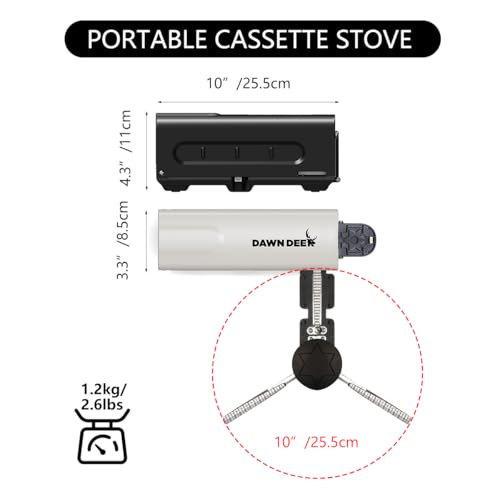 Dawn Deer Portable Cassette Stove With Delicate Storage Bag, Foldable Camp Stove Compact Camping Stove, 2200W Folding Butane Gas Burner (White) - Image 2