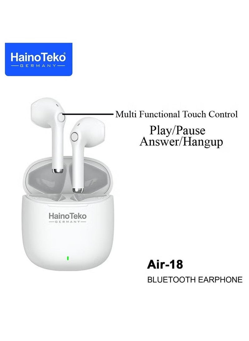 Haino Teko True Wireless Earphones with Super Clear Microphone, Multi-Functional Touch Control – Designed for Android Mobiles and Tablets – High-Quality Sound, Comfortable Fit, and Seamless Connectivity – White - Image 5
