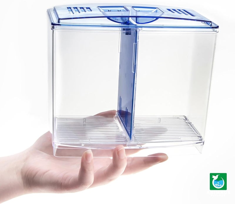 animaux Double House Betta Fish Tank Aquarium Isolation Box for Fighter Fish and Guppy (18 cm x 8 cm x 14 cm) (Betta House Double) Colour May Vary (Fish Not Included) Small Size - Image 4