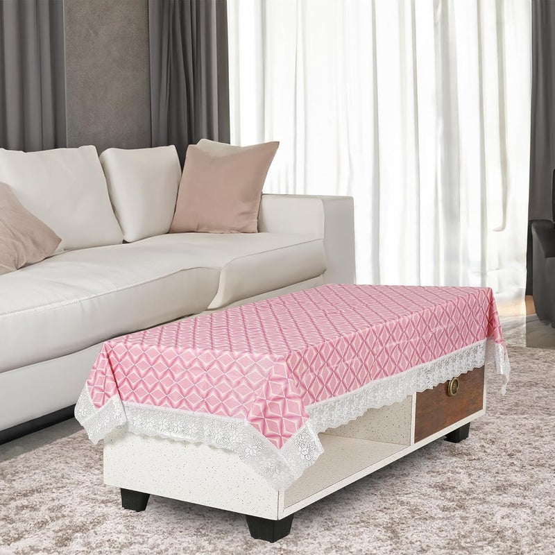 Clairs Waterproof Table Cover for Outdoor and Indoor Use, 40x60 Inches, Floral Printed Design, PVC Material (Pink Wave) - Image 1
