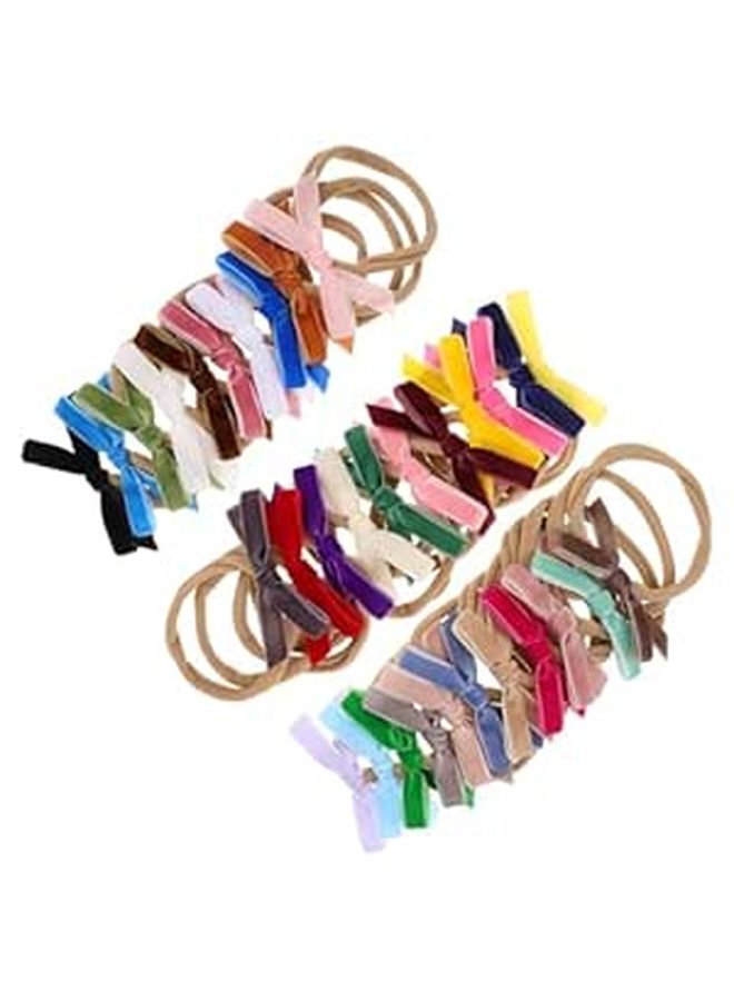 32 Pcs Soft Velvet Headbands With Bowknot Elastic Stretchy for Newborns Random Style - Image 1