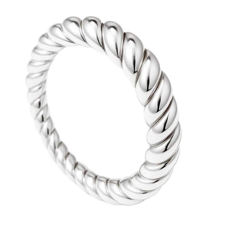 Poxtex Silver Chunky Rings for Women, Stacking Statement Wedding Band Jewelry, Stainless Steel Twist Rings Non Tarnish Size 8 - Image 1