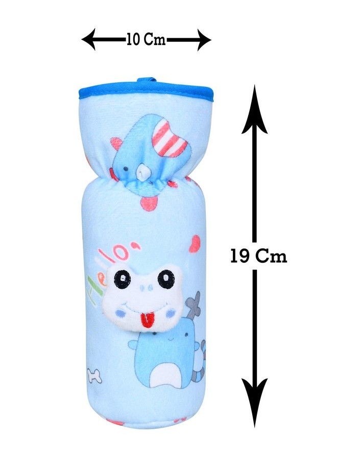 The Little Lookers - Soft Plush Stretchable Baby Feeding Bottle Cover With Easy To Hold Strap ; Cute Animated Overall Print Pack Of 2 (Yellow & Blue Narrow Neck 240Ml 8Oz) - Image 1