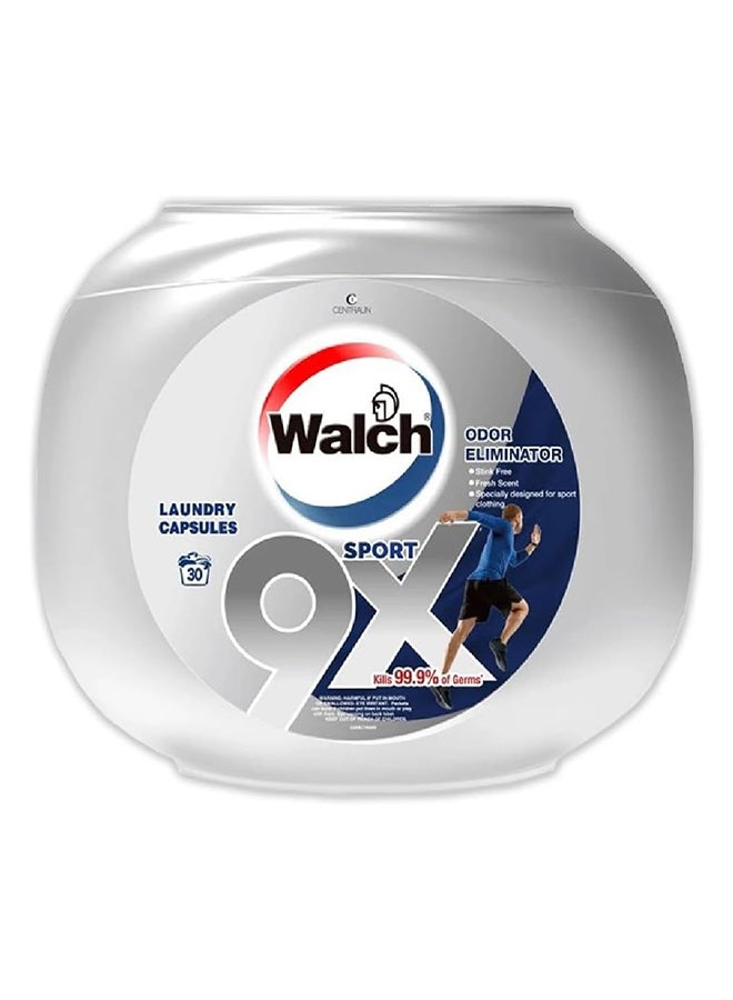 Walch Antibacterial Sport Laundry Detergent Capsules, German Formulated Plant-Based Ingredients, Removes Sweat and Odor, Kills 99.9% Germs and Stain Remover, 30 Pods, Pack of 3 X 30 (90 Capsules) - Image 2