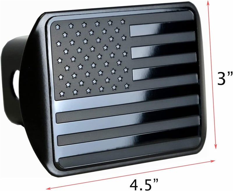 eVerHITCH USA Stainless Steel Flag Emblem Metal Hitch Cover with Pin Bolt (Fits 2" Receivers, Black) - Image 3