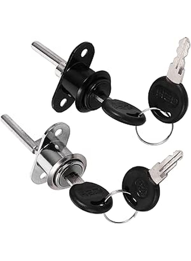 2Pcs Silver Black Cabinet Drawer Locks With Keys For Home Office Wardrobe Safety - Image 1