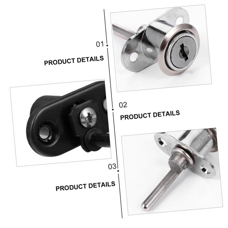 2Pcs Silver Black Cabinet Drawer Locks With Keys For Home Office Wardrobe Safety - Image 3