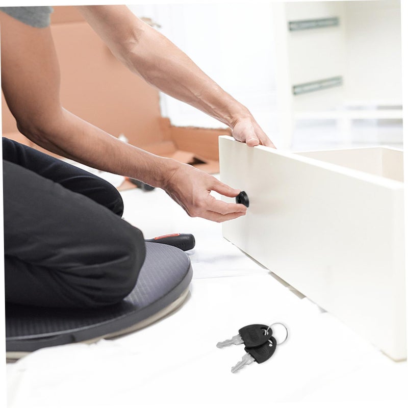 2Pcs Silver Black Cabinet Drawer Locks With Keys For Home Office Wardrobe Safety - Image 5