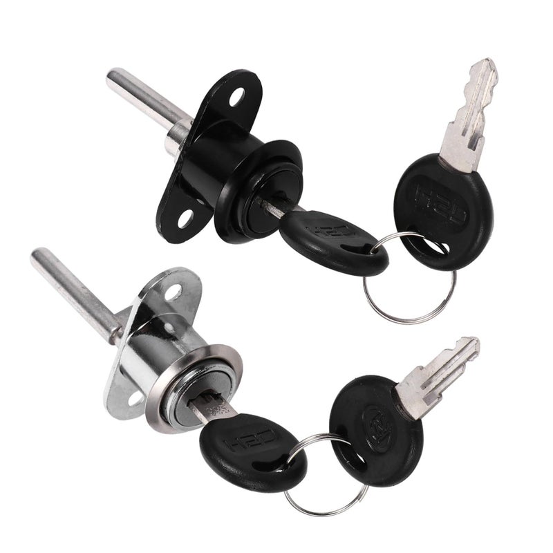 2Pcs Silver Black Cabinet Drawer Locks With Keys For Home Office Wardrobe Safety - Image 2