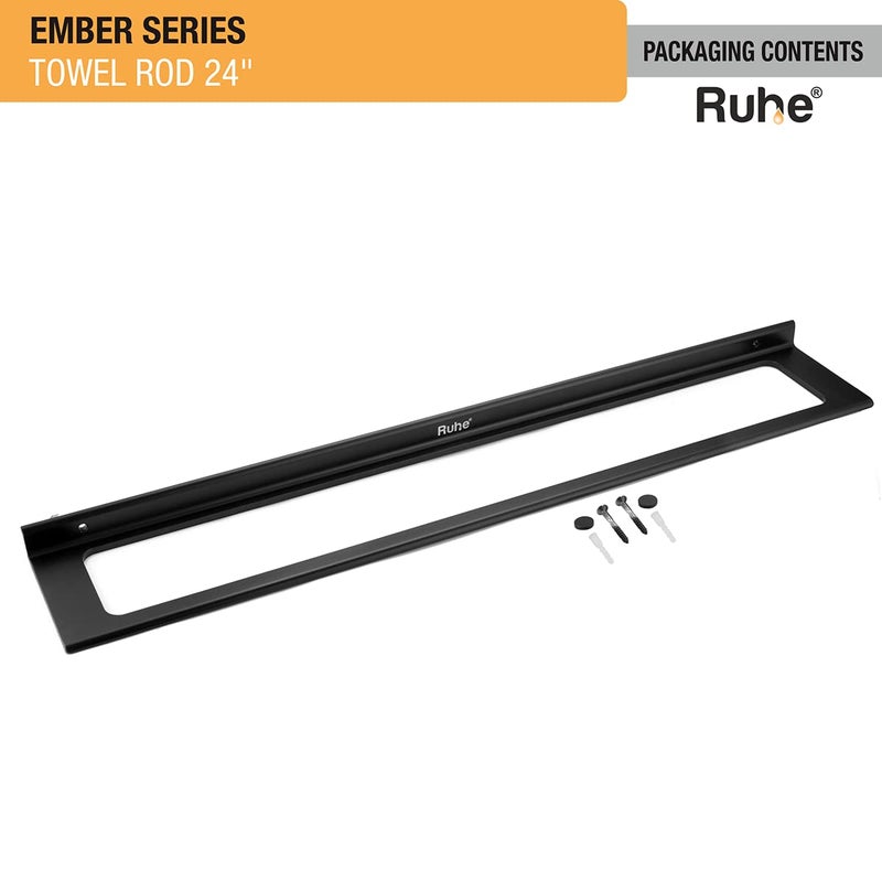 Ruhe® Ember Series Towel Rod | Space Aluminium Wall Mounted Towel Rod/Towel Rail for Bathroom | Black Matt Finish - Image 4