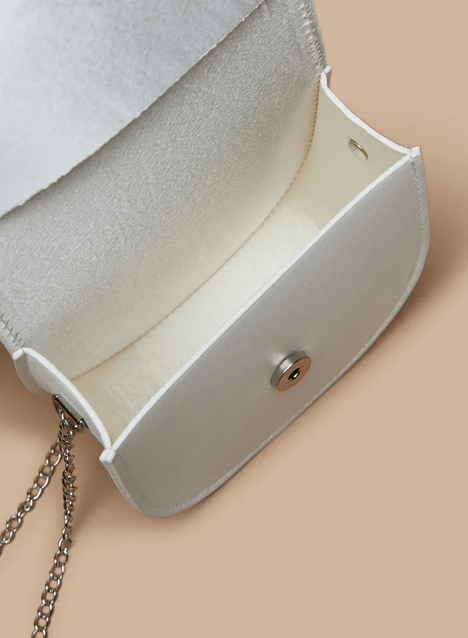 Flora Bella By Shoexpress Applique Detail Crossbody Bag with Chain Strap and Magnetc Closure