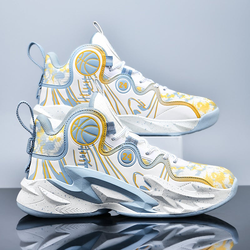 Plus Size 456 47 High-Top Basketball Shoes Male Teenagers Primary And Secondary School Children Cement Ground Practice Sneaker - Image 3