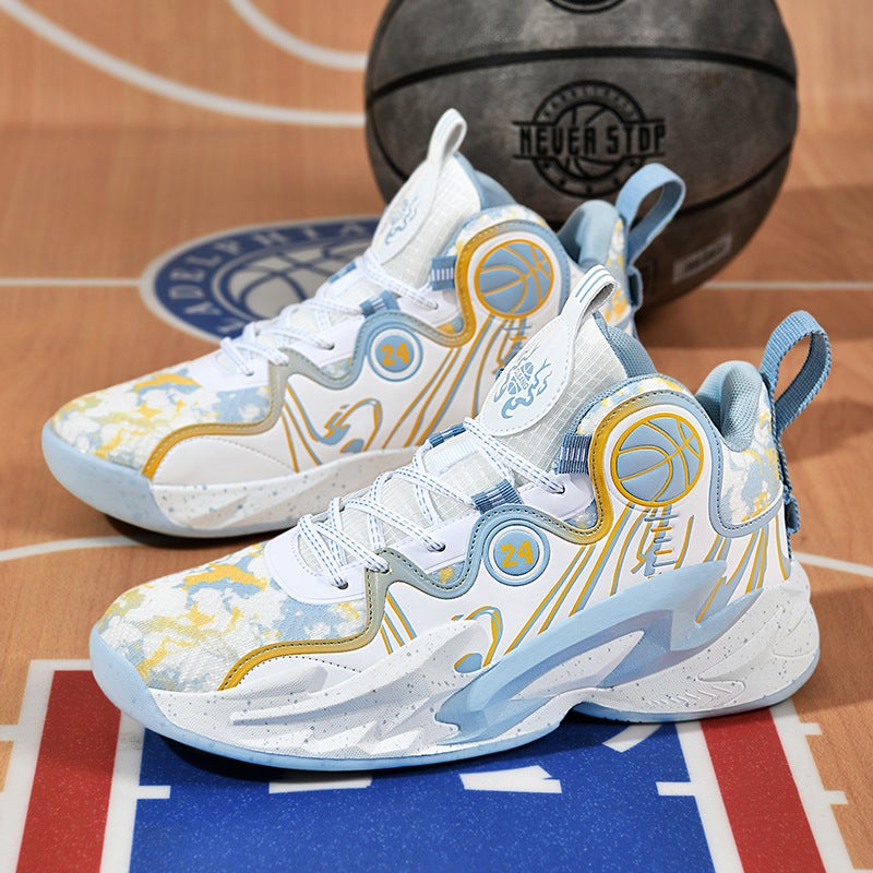 Plus Size 456 47 High-Top Basketball Shoes Male Teenagers Primary And Secondary School Children Cement Ground Practice Sneaker - Image 1