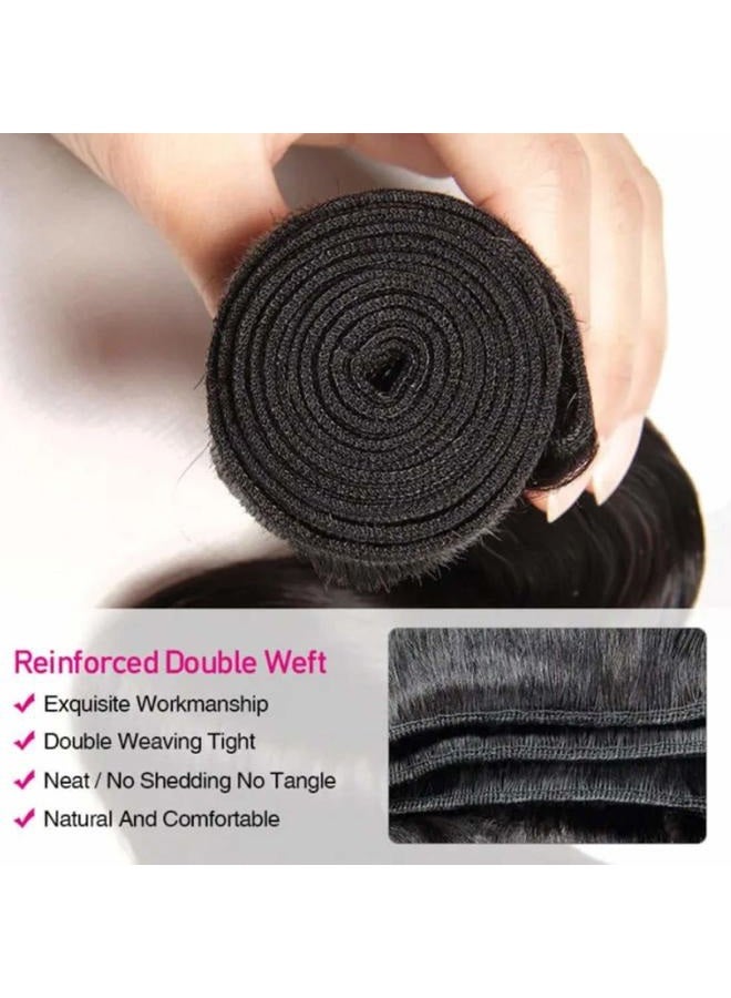UNice Hair Brazilian Body Wave Human Hair 1 Bundle 100% Unprocessed Virgin Human Hair Weave Extensions Natural Black Color Can be Dyed and Bleached 16 inch - Image 3