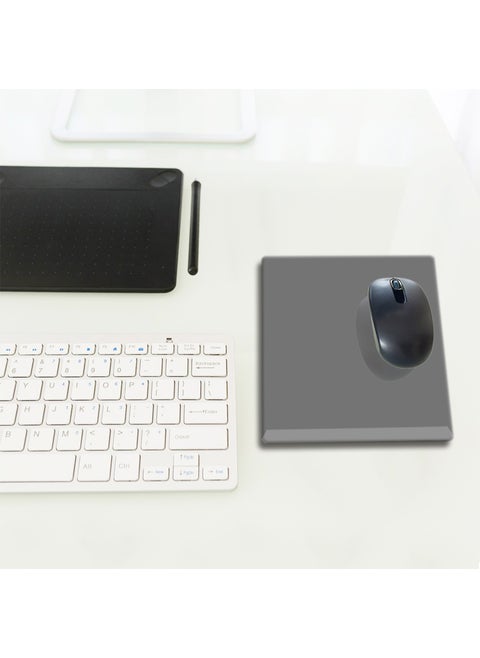 Glass Mouse Pad | Glass Desk Mat | Solid Color - Gray | Small | 18CM x 22CM