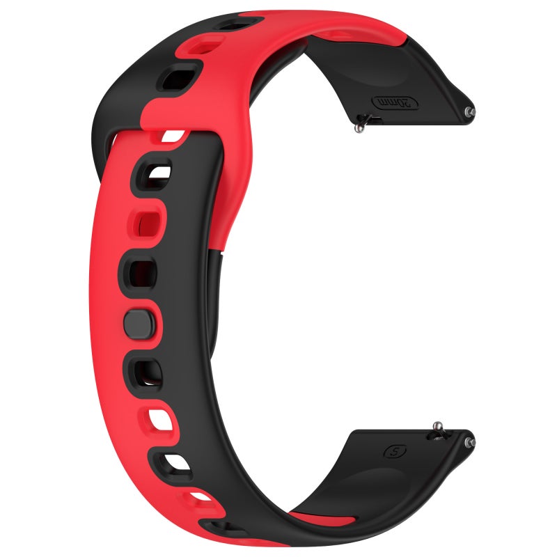 S-TOP For Garmin Forerunner 265 22mm Double Color Silicone Watch Band(Black+Red) - Image 2
