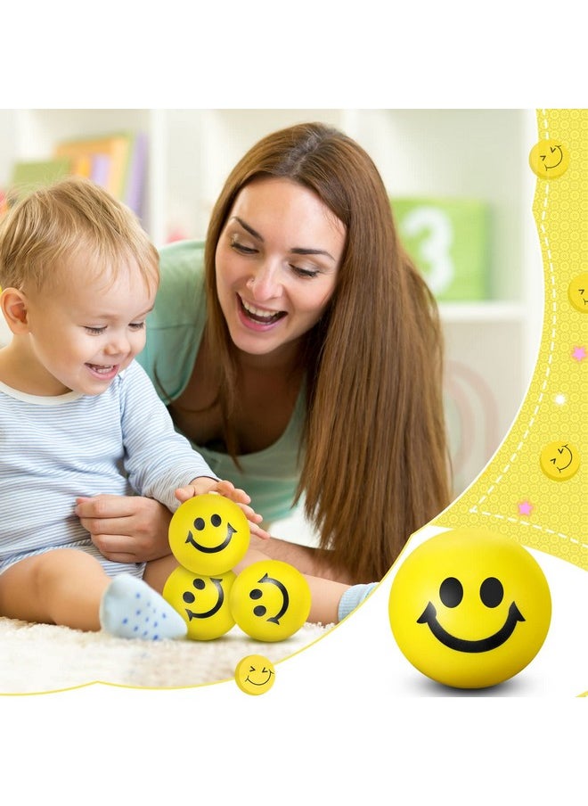 Vinsot - 100 Pcs Stress Balls Bulk 2 Inch Funny Face Stress Relief Mini Foam Smile Face Toys For Finger Exercise School Prizes Party Bag Fillers (Yellow) - Image 1