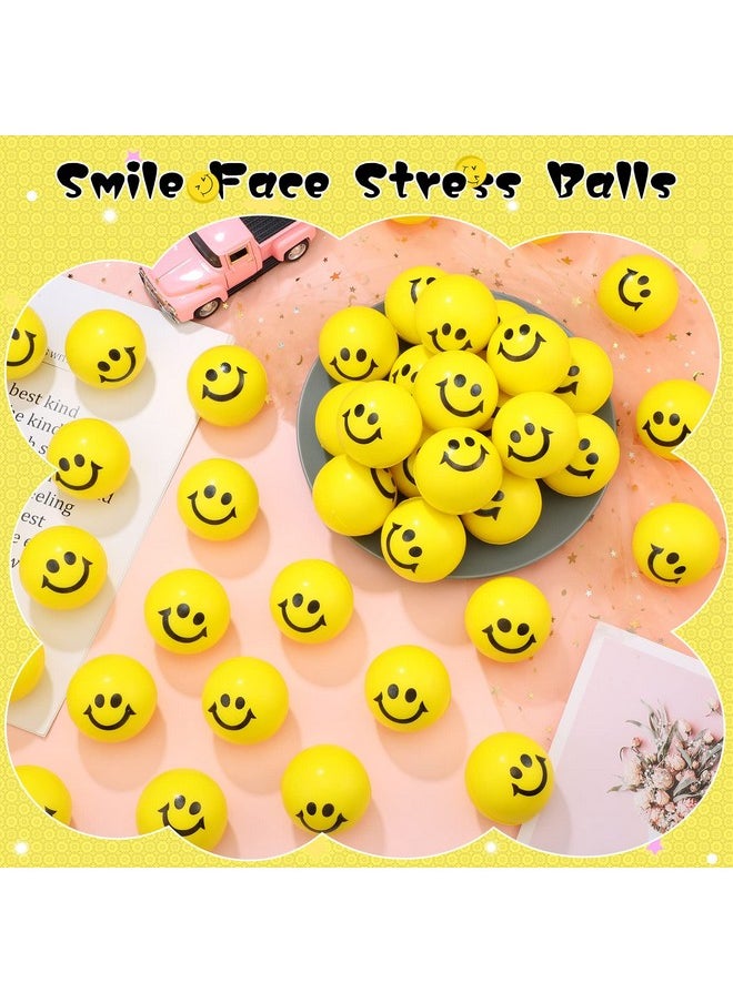 Vinsot - 100 Pcs Stress Balls Bulk 2 Inch Funny Face Stress Relief Mini Foam Smile Face Toys For Finger Exercise School Prizes Party Bag Fillers (Yellow) - Image 1