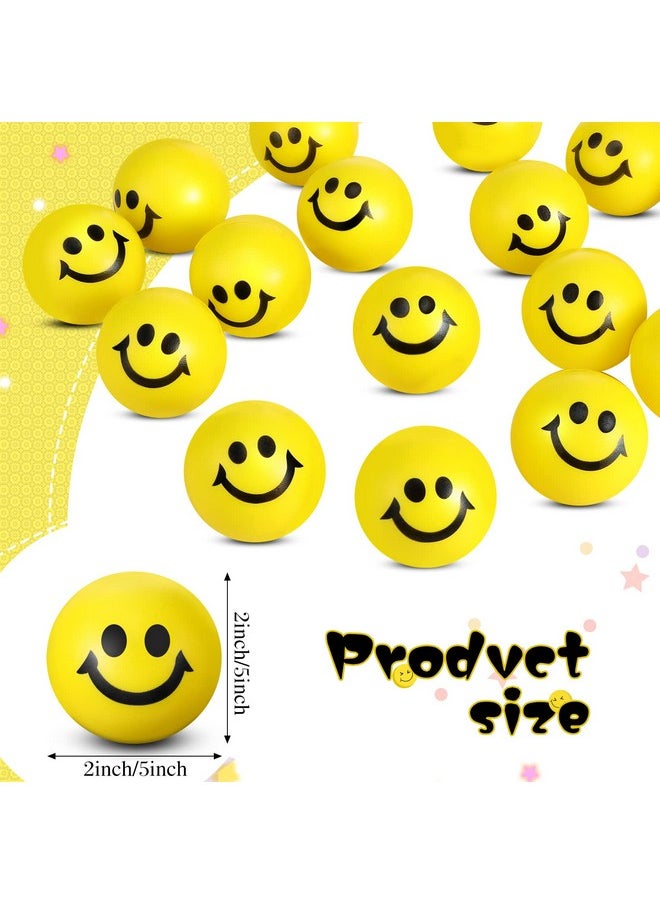 Vinsot - 100 Pcs Stress Balls Bulk 2 Inch Funny Face Stress Relief Mini Foam Smile Face Toys For Finger Exercise School Prizes Party Bag Fillers (Yellow) - Image 1