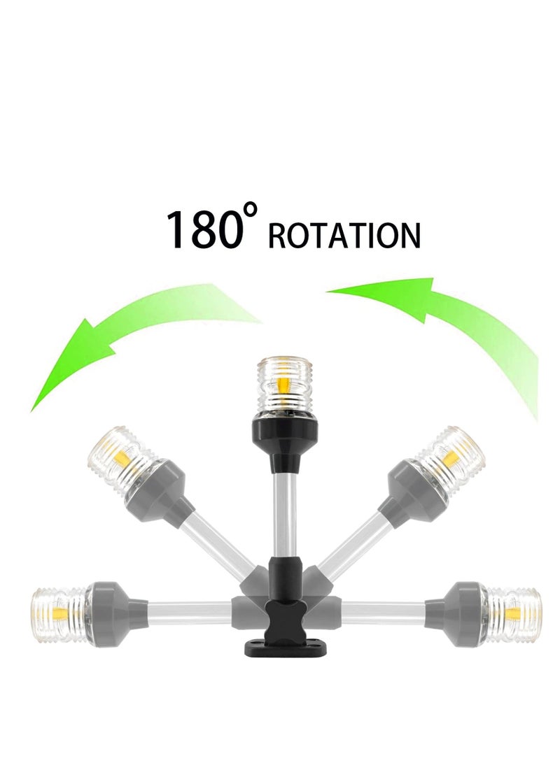 LED Fold Down Boat Stern Light, All Round 360°  Boat Anchor Light for Pontoon and Fishing Boat 9" White - Image 3