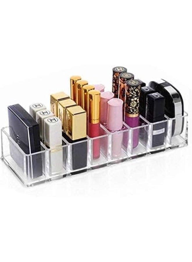 Makeup Organizer 8-Space Storage – Multi-Compartment Cosmetic Holder for Blush, Highlighter, Eyeshadow & Beauty Essentials – Compact Vanity Organizer for Countertop – Clear, Space-Saving Makeup Storage Display - Image 2