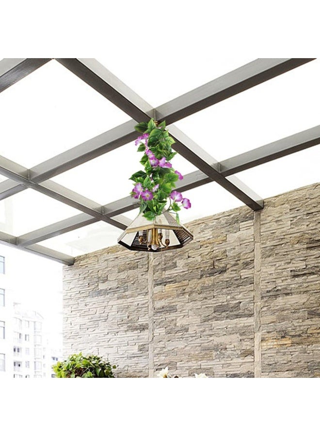 GTIDEA Artificial Vines 2pcs 15Feet Morning Glory Hanging Plants Silk Garland Fake Green Plant Home Garden Wall Fence Stairway Outdoor Wedding Hanging Baskets Decor Purple - Image 2