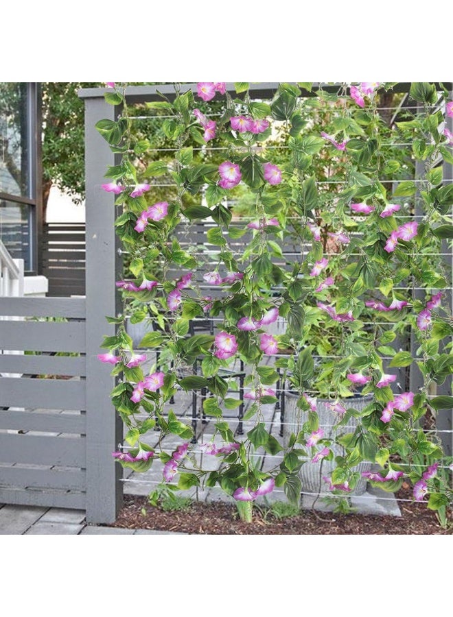 GTIDEA Artificial Vines 2pcs 15Feet Morning Glory Hanging Plants Silk Garland Fake Green Plant Home Garden Wall Fence Stairway Outdoor Wedding Hanging Baskets Decor Purple - Image 5