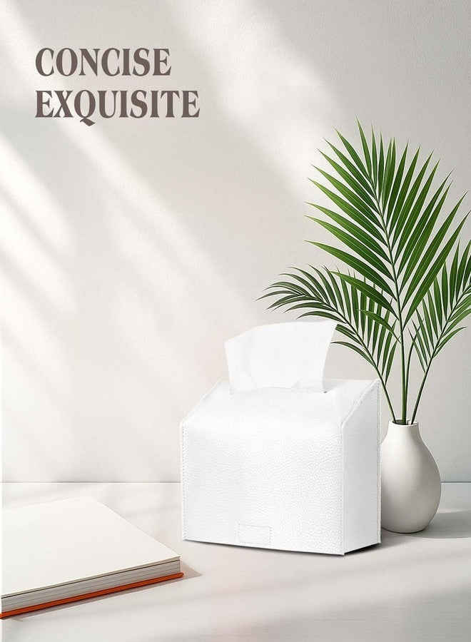 Livelab Paper Towels Cover Compatible with Kleenex Disposable Paper Hand Towels, PU Leather Tissue Box Holder Dispenser for Tabletop, Bathroom, Car, Office (White) - Image 2