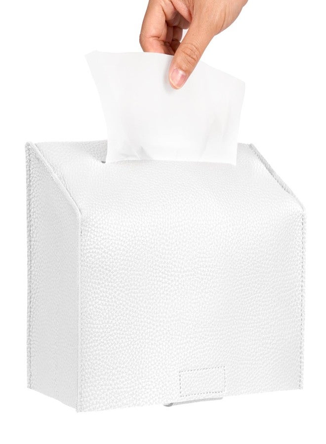Livelab Paper Towels Cover Compatible with Kleenex Disposable Paper Hand Towels, PU Leather Tissue Box Holder Dispenser for Tabletop, Bathroom, Car, Office (White) - Image 1