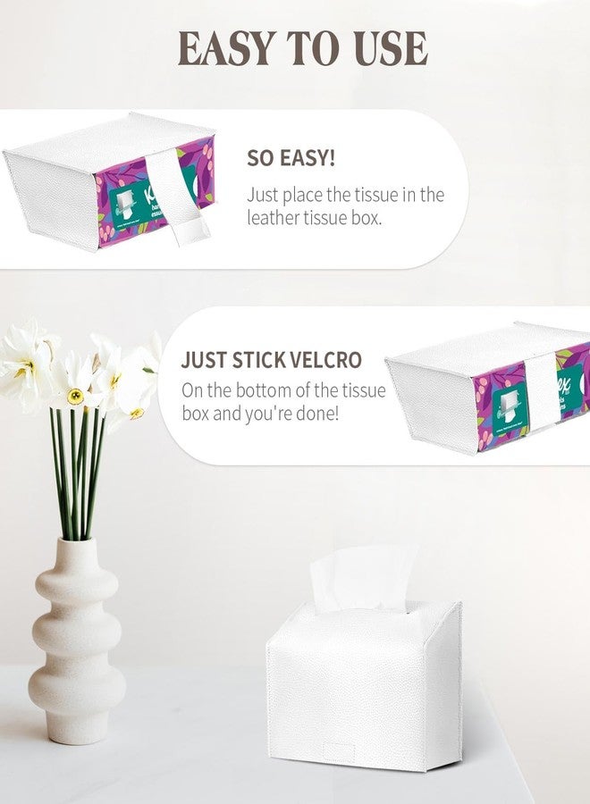 Livelab Paper Towels Cover Compatible with Kleenex Disposable Paper Hand Towels, PU Leather Tissue Box Holder Dispenser for Tabletop, Bathroom, Car, Office (White) - Image 3