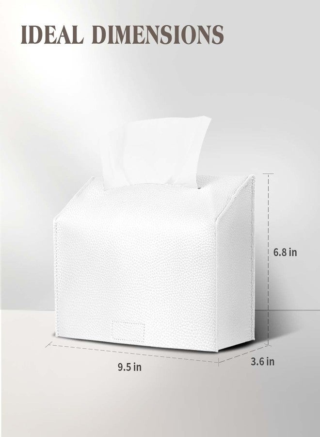 Livelab Paper Towels Cover Compatible with Kleenex Disposable Paper Hand Towels, PU Leather Tissue Box Holder Dispenser for Tabletop, Bathroom, Car, Office (White) - Image 4